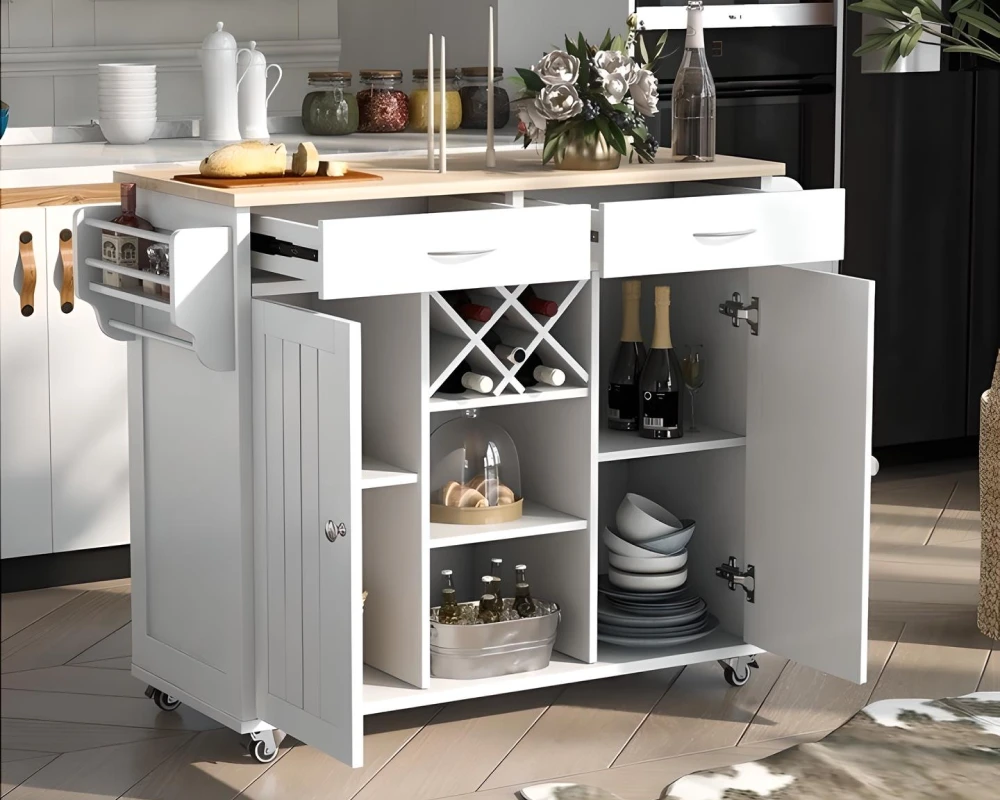 movable portable kitchen island with seating