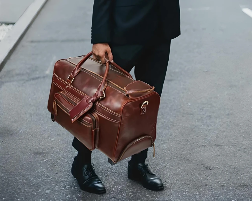 leather carry on suitcase